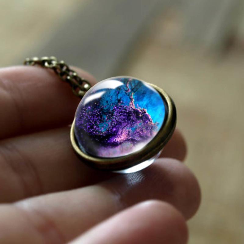 Double Sided Galaxy Glass Pendant Jewelry-Boots N Bags Heaven-Boots N Bags Heaven