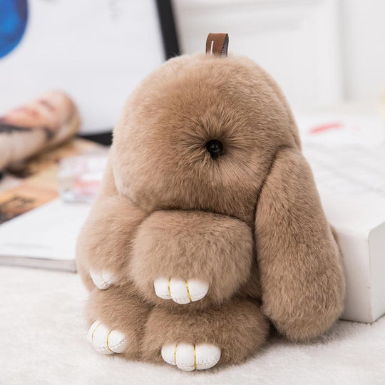 Fluffy Bunnies Fuzzy Fur Ball Pom Pom keychain- Bunny Keychain Cute Keychains-Boots N Bags Heaven-Boots N Bags Heaven