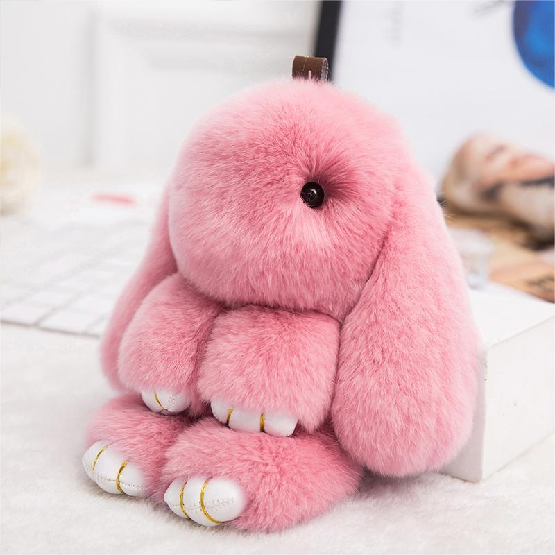Fluffy Bunnies Fuzzy Fur Ball Pom Pom keychain- Bunny Keychain Cute Keychains-Boots N Bags Heaven-Boots N Bags Heaven