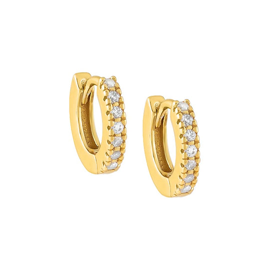 Gold / 10 MM CZ Mini Huggie Earring - Adina's Jewels