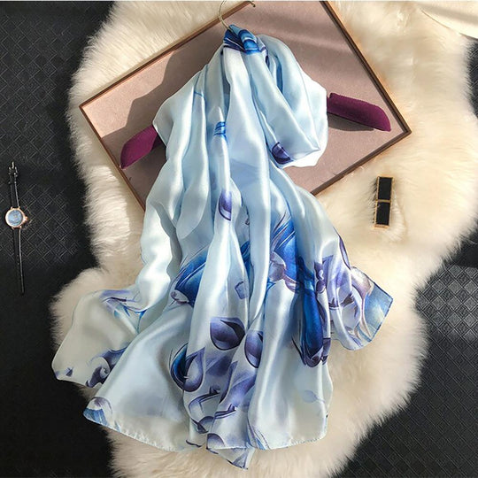Luxurious Delicate Peacock & Floral Wrap Silky Vibrant Scarves-Boots N Bags Heaven-Boots N Bags Heaven