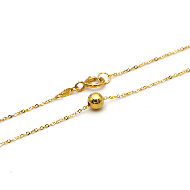 Real Gold Thin Movable Seed Necklace N1078 - 18K Gold Jewelry