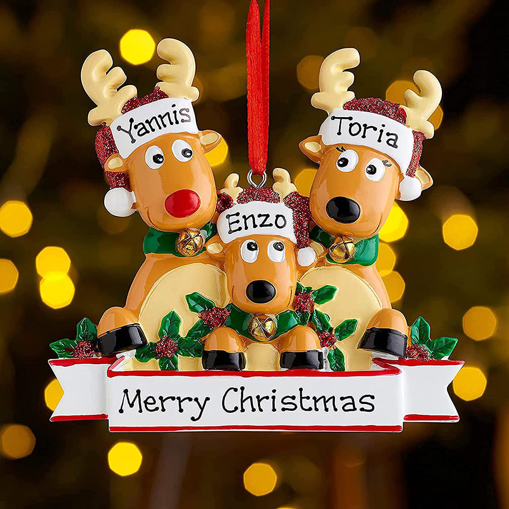 Christmas Ornament-Custom Cartoon Reindeer Family