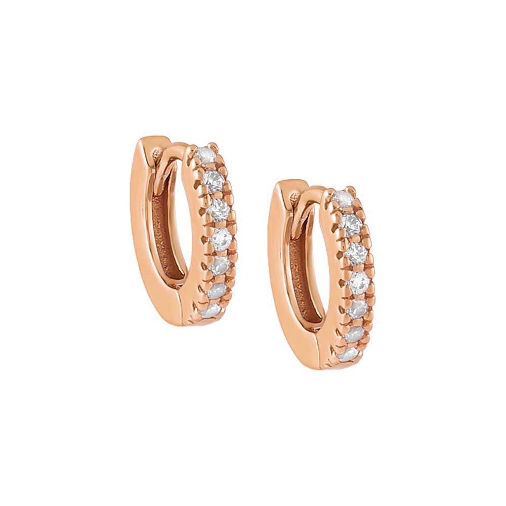 Rose Gold / 10 MM CZ Mini Huggie Earring - Adina's Jewels