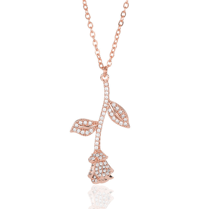 Rose gold necklace Necklace With A Rose Gold Rose Pendant Necklace