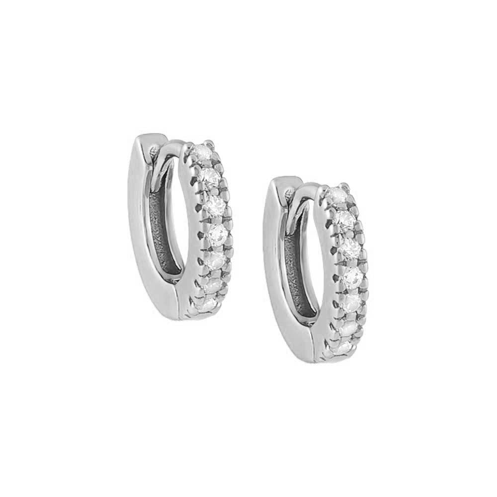 Silver / 10 MM CZ Mini Huggie Earring - Adina's Jewels