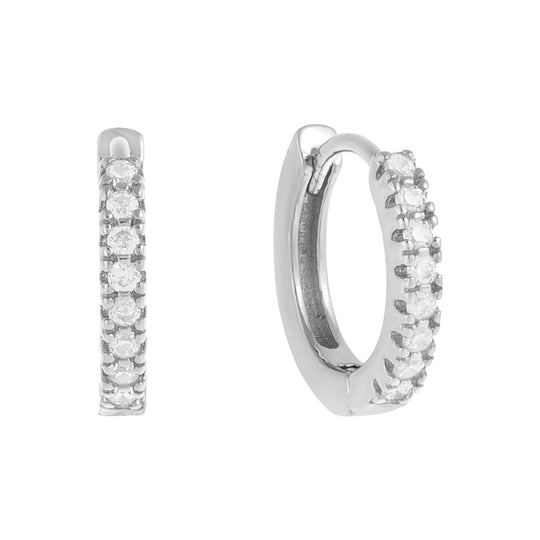 Silver / 12 MM CZ Mini Huggie Earring - Adina's Jewels