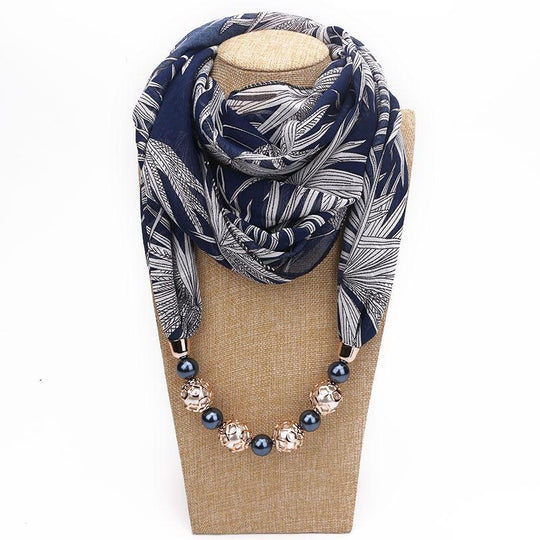 Summer Floral Chiffon Scarf with Necklace-Boots N Bags Heaven-Boots N Bags Heaven