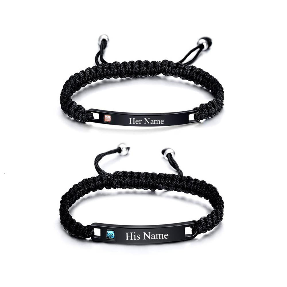 Valentines day gifts for him Personalized His & Her Name Couples Bracelet Set