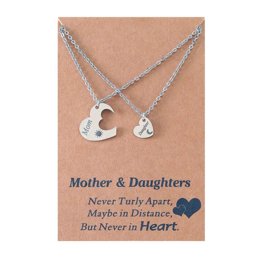 Mother and Daughter Never Truly Apart Heart Necklace Warm Gift