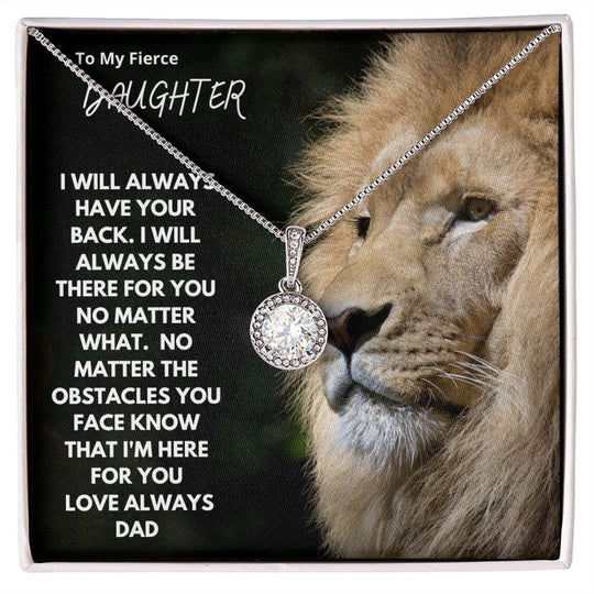 To My Fierce Daughter- S925 Love Necklace "I will always  have your back"