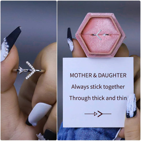 Mother and Daughter Triangle Thick and Thin Ring "Always Stick Together"