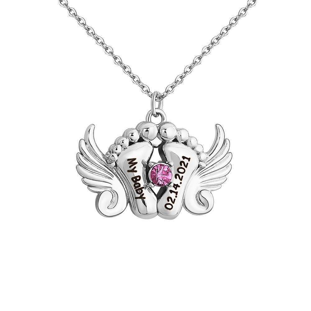 Angel Wing Foot Birthstone Necklace 925 sterling silver Necklace MelodyNecklace