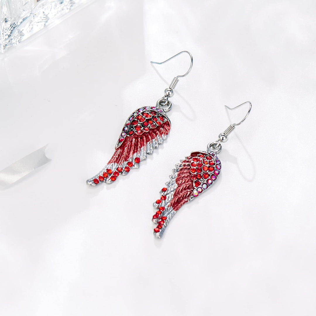 Angel Wing Hook Earrings Austrian Crystal Silver-Tone Earring MelodyNecklace