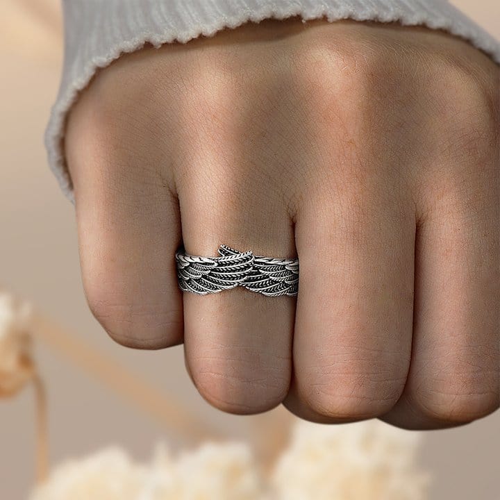 Angle Feather Wing Ring-Adjustable Ring MelodyNecklace