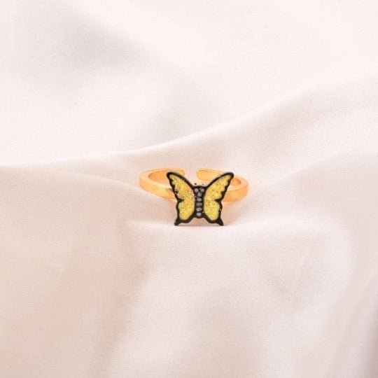 Anxiety Fidget Ring Yellow Butterfly Lovinglocked