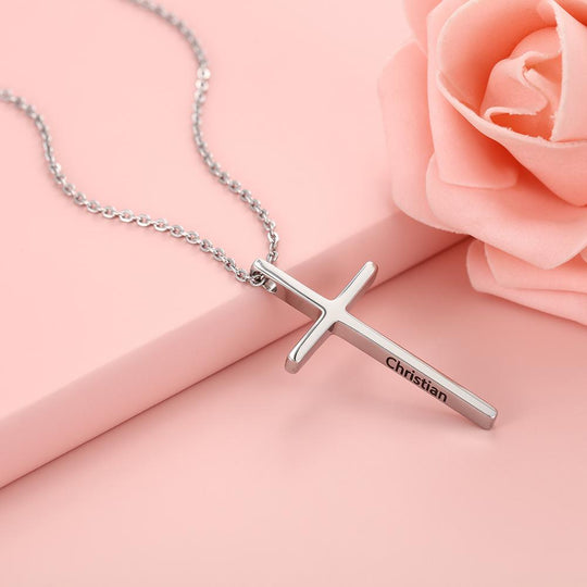 Cross Pendant Necklace For Women Men Engraved Name Personalized Necklace