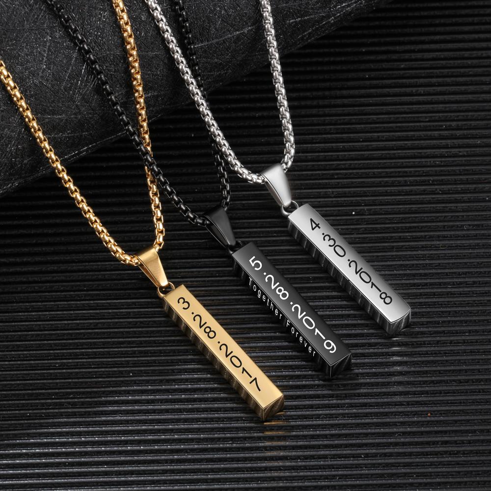 To My Wonderful Man Vertical Bar Necklace Personalized 4 Side 3D Bar Necklace