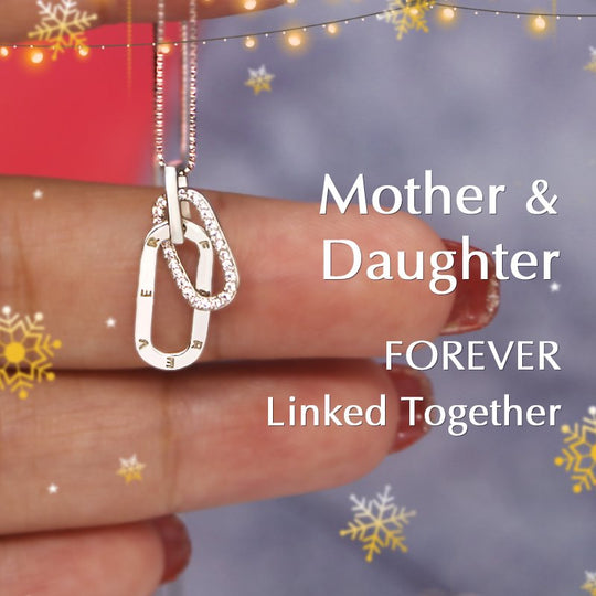 Mother & Daughter Forever Linked Together Necklace in Silver