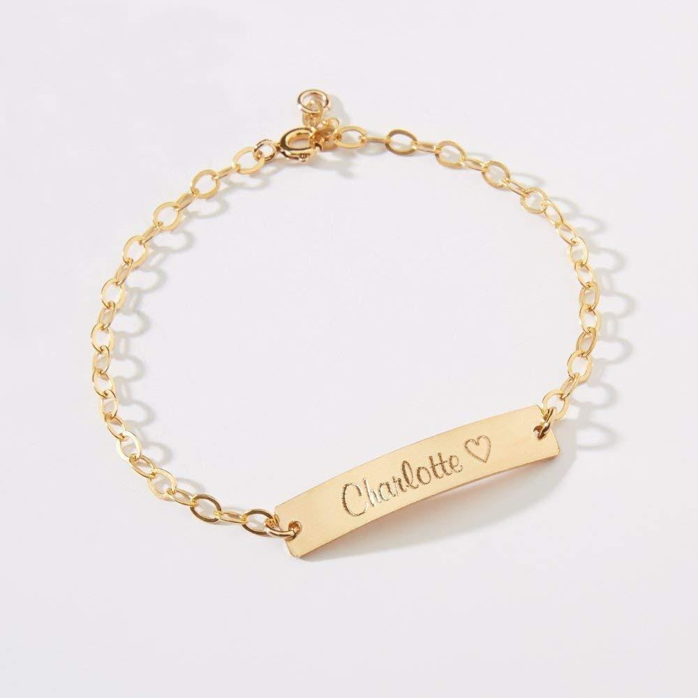 Baby Baptism Gift Personalized Child ID Bar Bracelet Gold Bracelet For Baby MelodyNecklace