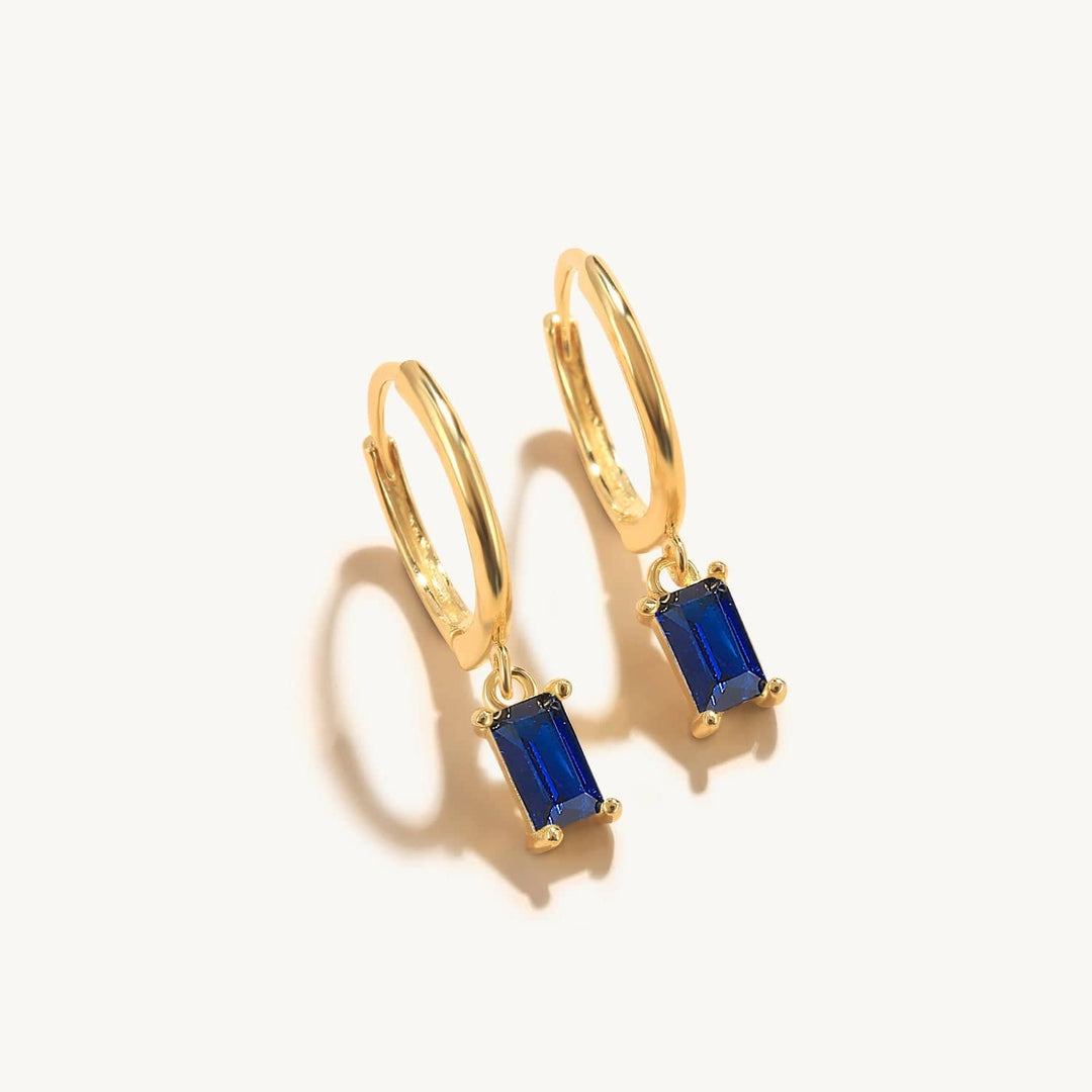 Baguette Drop Earrings Gold / Blue Earrings MelodyNecklace
