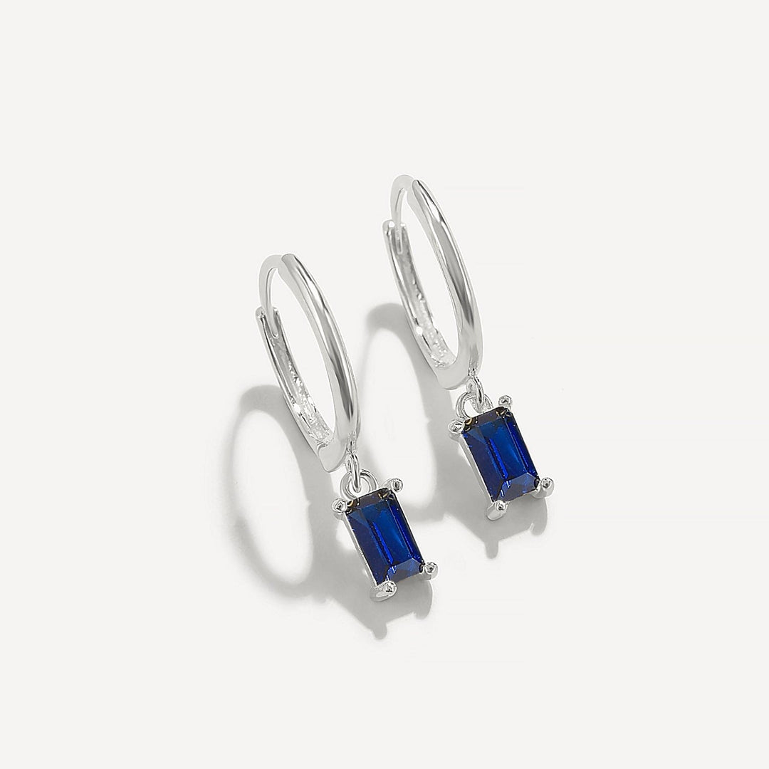 Baguette Drop Earrings Silver / Blue Earrings Kosiner