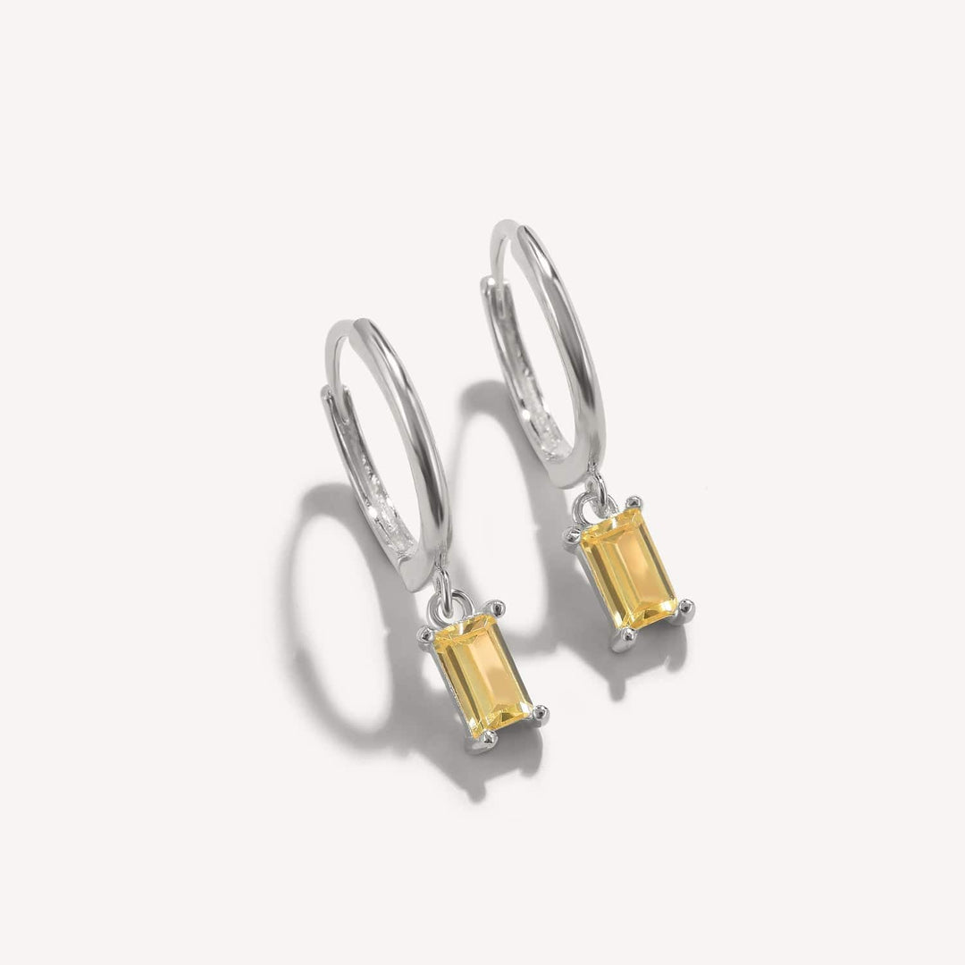 Baguette Drop Earrings Silver / Yellow Earrings Kosiner