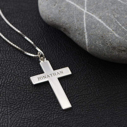 Baptism Gift Personalized Men's Engraved Cross Name Necklace Necklace for man MelodyNecklace