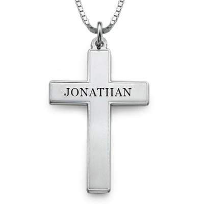 Baptism Gift Personalized Men's Engraved Cross Name Necklace Necklace for man MelodyNecklace