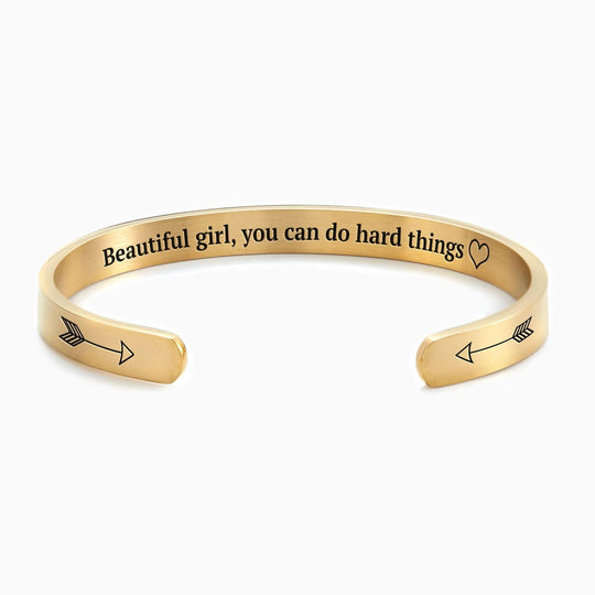 Beautiful Girl You Can Do Hard Things Personalizable Cuff Bracelet 18k Gold Plated Bracelet For Woman MelodyNecklace
