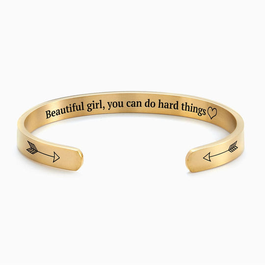 Beautiful Girl You Can Do Hard Things Personalizable Cuff Bracelet Bracelet For Woman MelodyNecklace