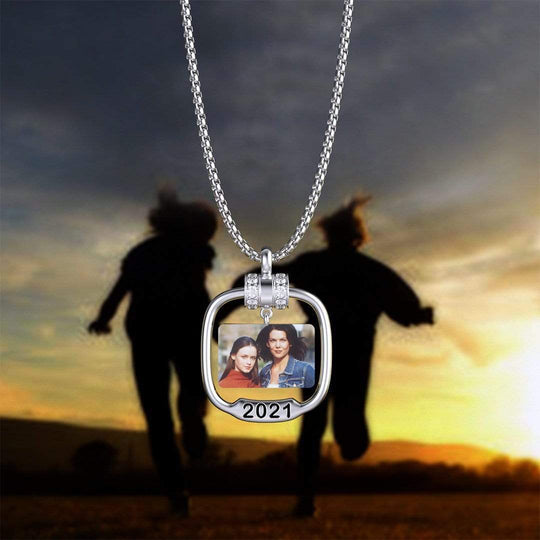 Best Friend Forever Necklace Personalized Photo Necklace with Crystal Necklace MelodyNecklace