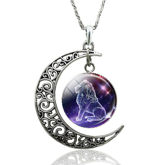 Moon Necklace With Zodiac necklace Zodiac Sign Necklace