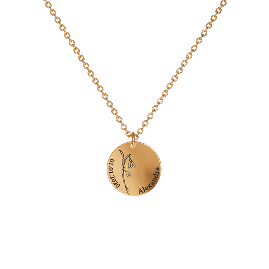 Birth Flower Pendant Necklace 18K Rose Gold Plated / Style 2 - Dainty / January Necklace MelodyNecklace