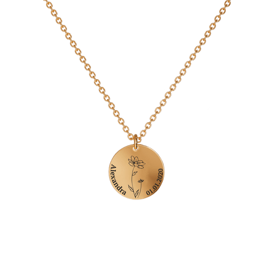 Birth Flower Pendant Necklace 18K Rose Gold Plated / Style 2 - Dainty / October Necklace MelodyNecklace