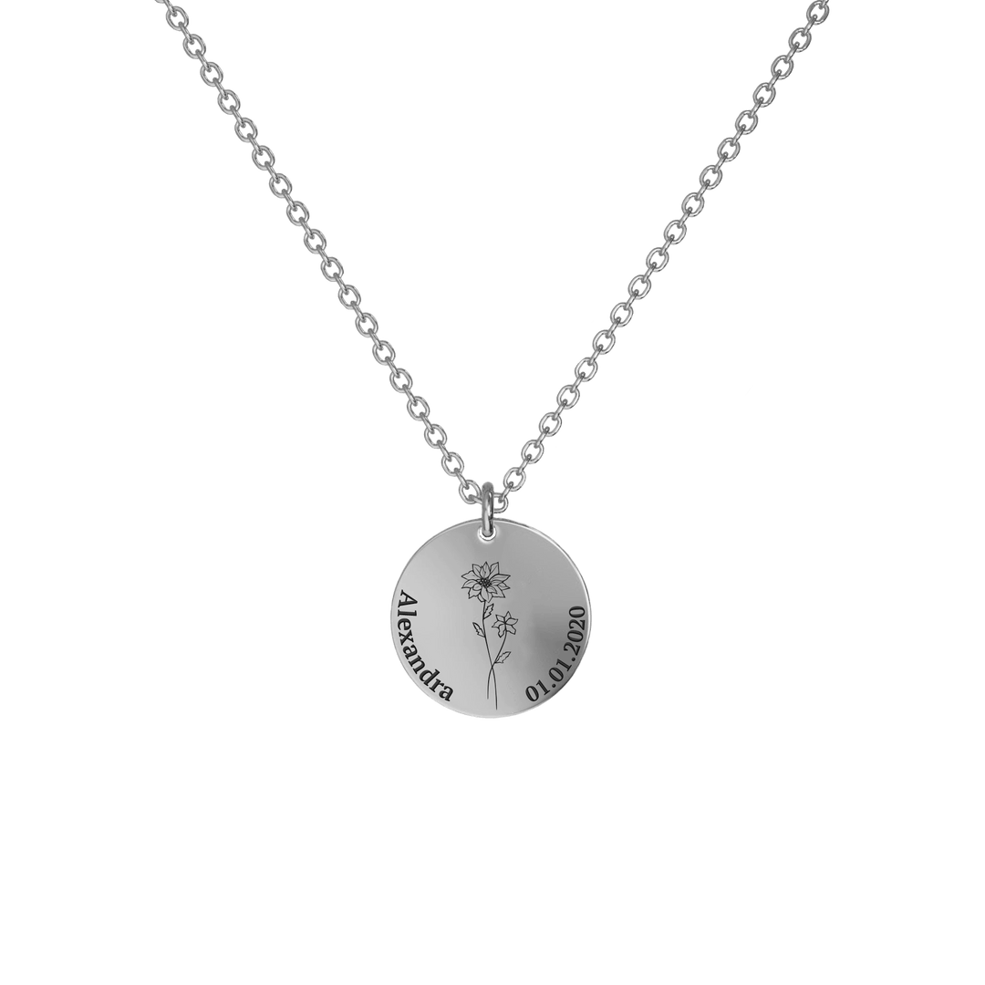 Birth Flower Pendant Necklace Silver / Style 2 - Dainty / December Necklace MelodyNecklace