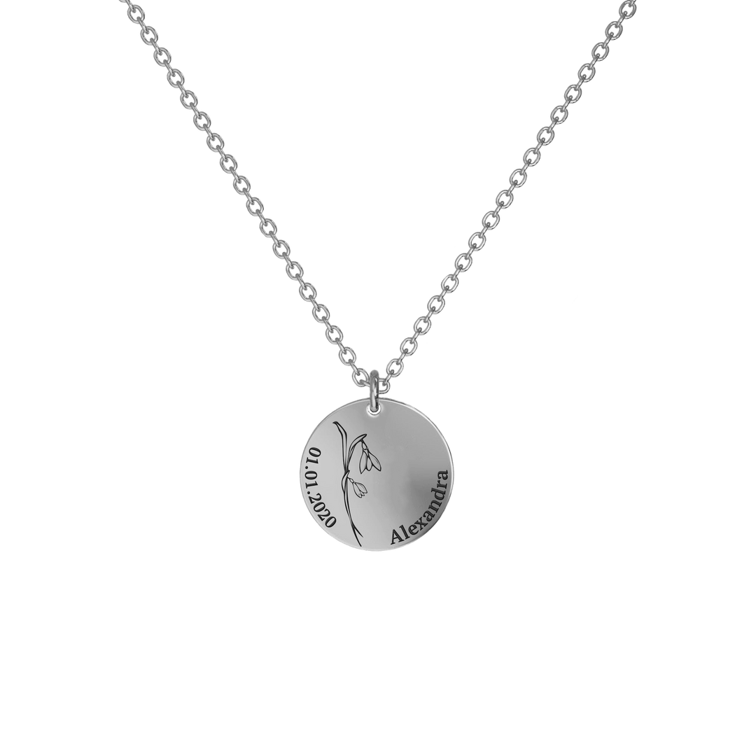 Birth Flower Pendant Necklace Silver / Style 2 - Dainty / January Necklace MelodyNecklace