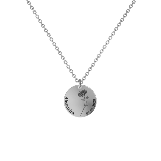 Birth Flower Pendant Necklace Silver / Style 2 - Dainty / November Necklace MelodyNecklace