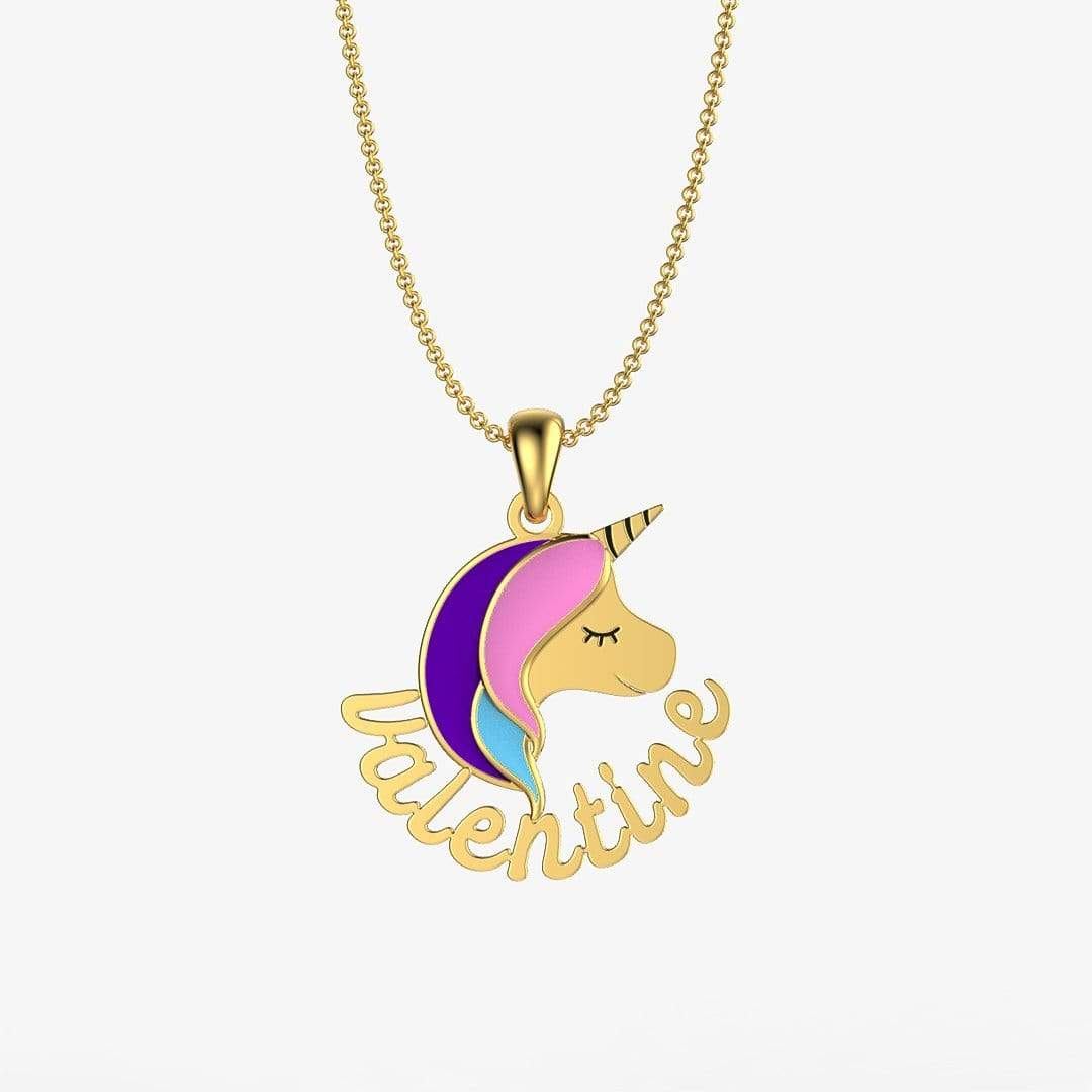 Birthday Gift for girl Custom Unicorn Name Necklace 18K GOLD PLATED Necklace for girl MelodyNecklace