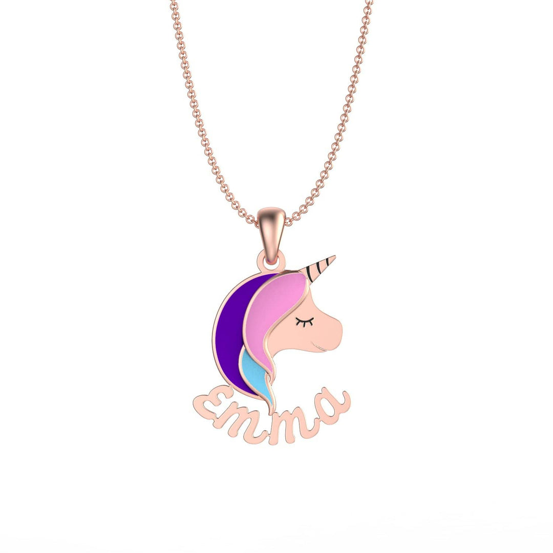 Birthday Gift for girl Custom Unicorn Name Necklace 18K ROSE GOLD PLATED Necklace for girl MelodyNecklace