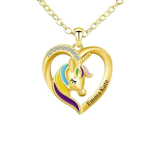 Birthday Gift for little girl Personalized Rainbow Unicorn Necklace Gold Necklace for girl MelodyNecklace