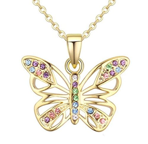 Butterfly Necklace Multi-color Crystal Charm Pendant Necklace for Girls and Women GOLD Butterfly Back to results Visit the Kiokioa Store