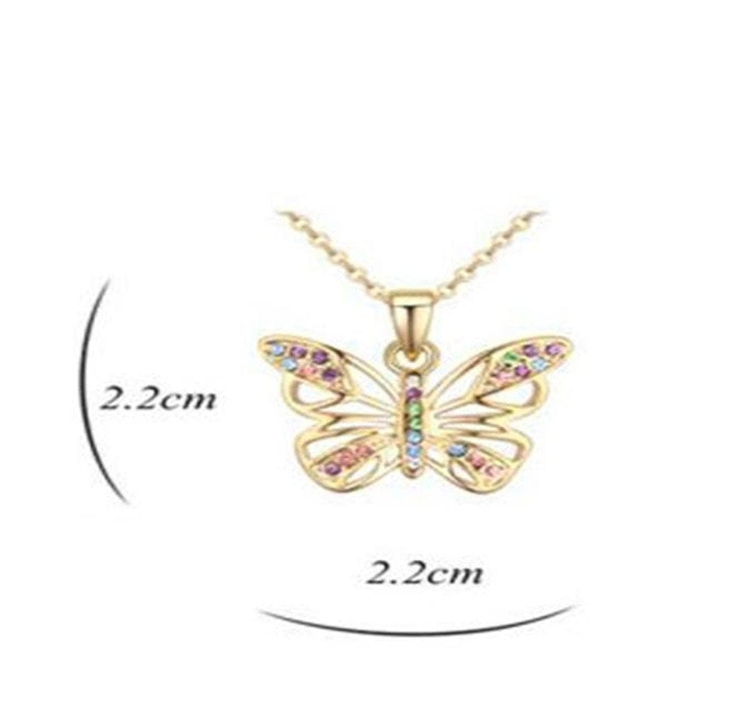 Butterfly Necklace Multi-color Crystal Charm Pendant Necklace for Girls and Women Sparkling Necklace MelodyNecklace