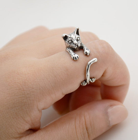 Cat Wrap Ring Silver Ring MelodyNecklace