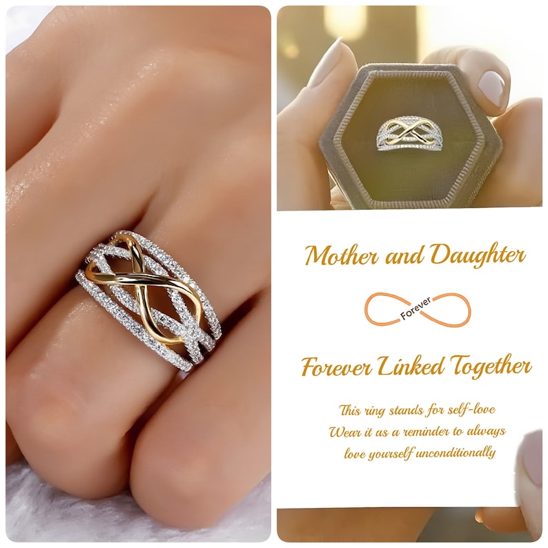 Mother and Daughter Forever Linked Together Infinity Ring