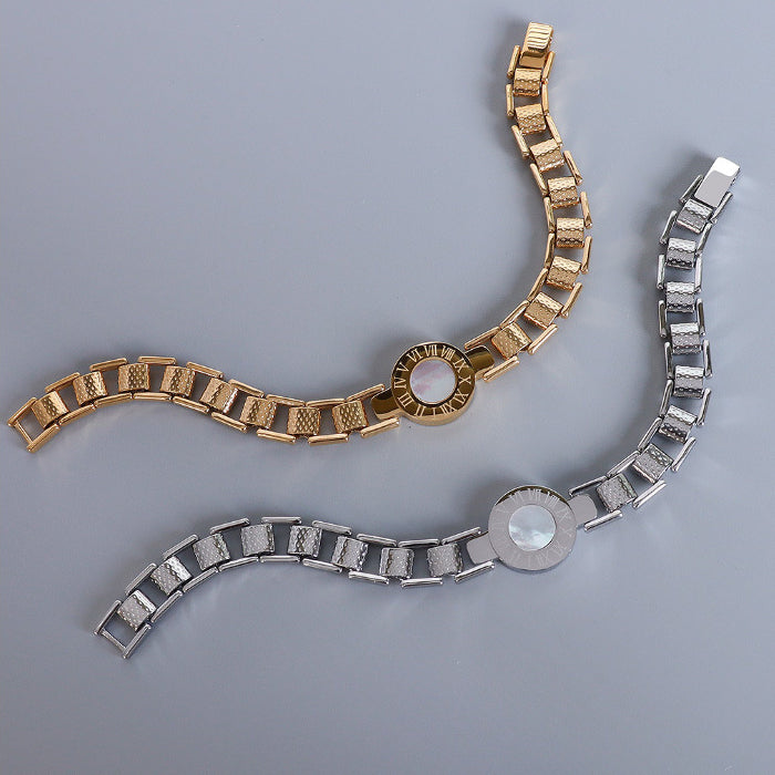 Roman Number Watch Plate Bracelet Boho Style Shell Jewelry for Women Girls