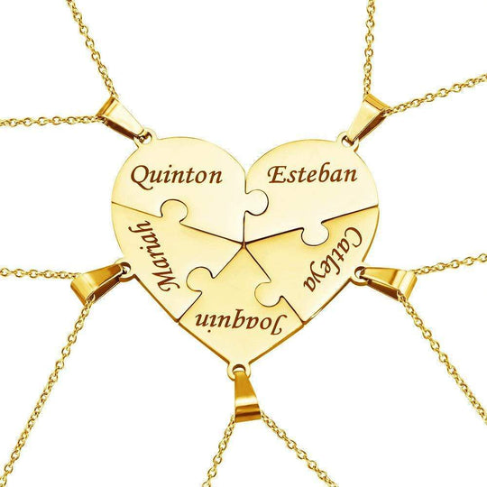 Christmas Family Gift Personalized Heart Puzzle Piece Necklace or Keychain Necklace / 18k Gold Plated Necklace MelodyNecklace