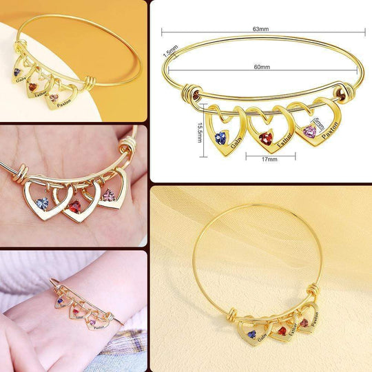 Christmas Gift Adjustable Peach Heart & Birthstone Charm Bracelet for Female Bracelet For Woman GG
