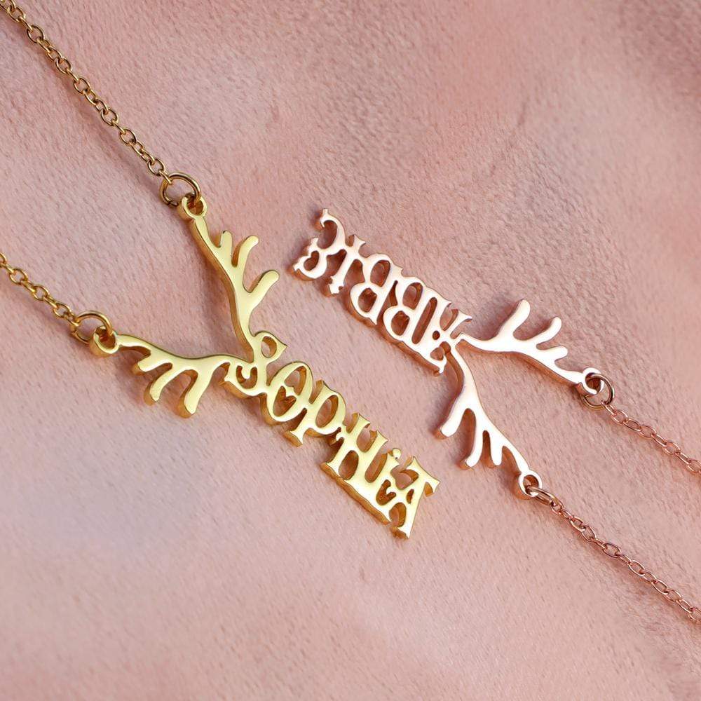 Christmas Gift-Antler Name Necklace Necklace MelodyNecklace