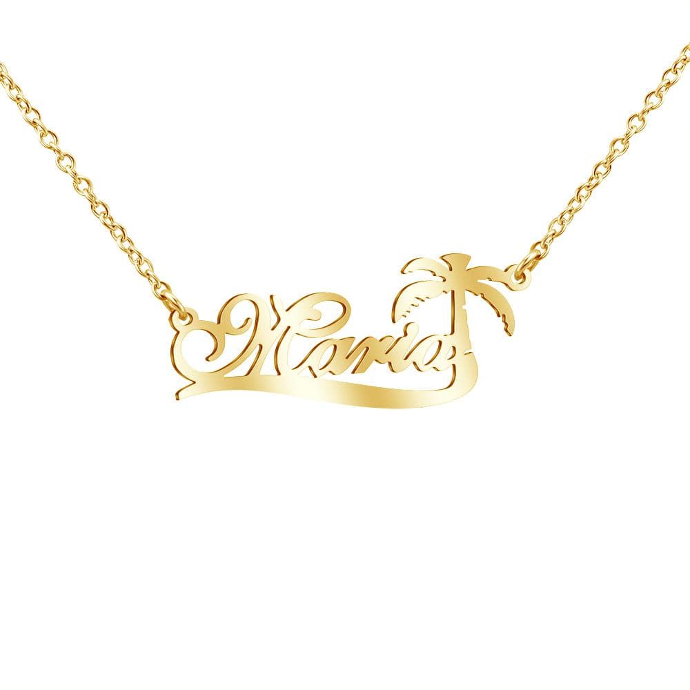 Christmas Gift Coconut Tree Necklace Personalized Name Necklace Gold Necklace MelodyNecklace